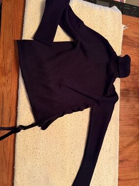 The Limited BlackTurtleneck Sweater with Side Tie